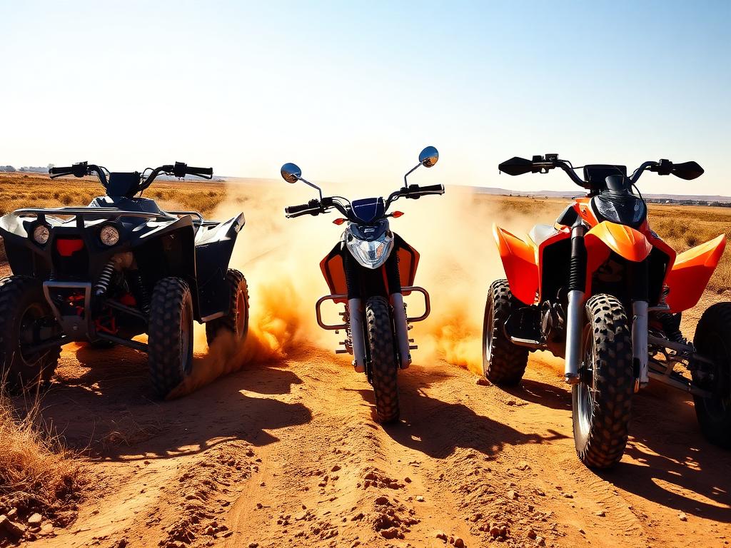 ATVs and dirt bike on a trail