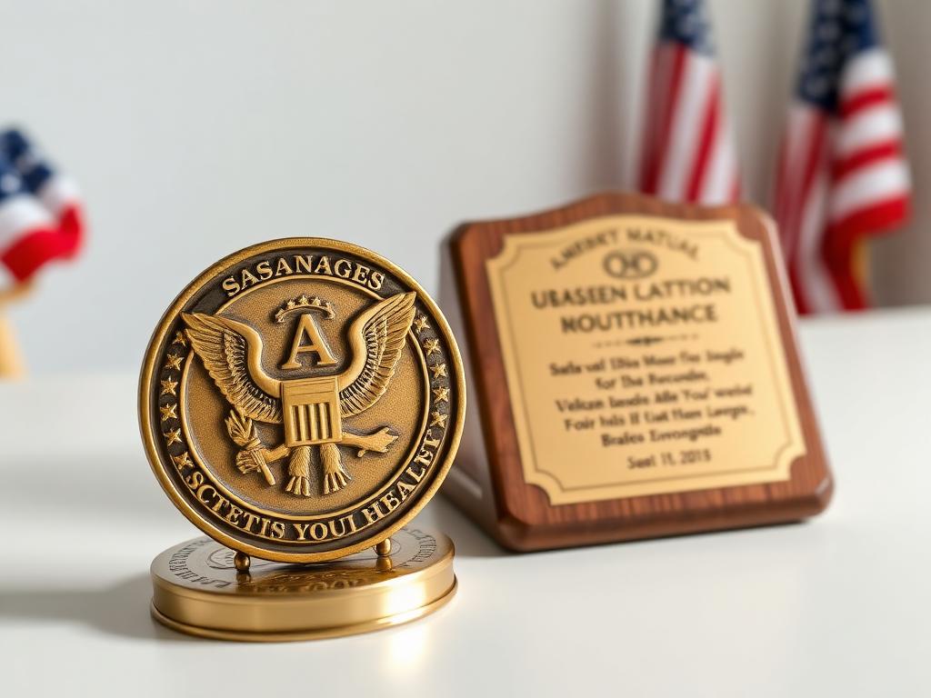 Engraved challenge coin and plaque